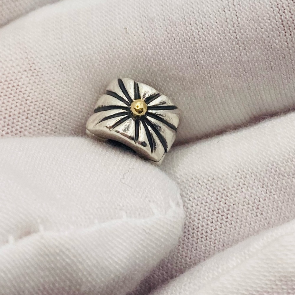 🎉 SALE 🎉 EUC Pandora 790216 Sterling Silver & 14k Yellow Gold Sunburst Clip Bead - Picture 2 of 12